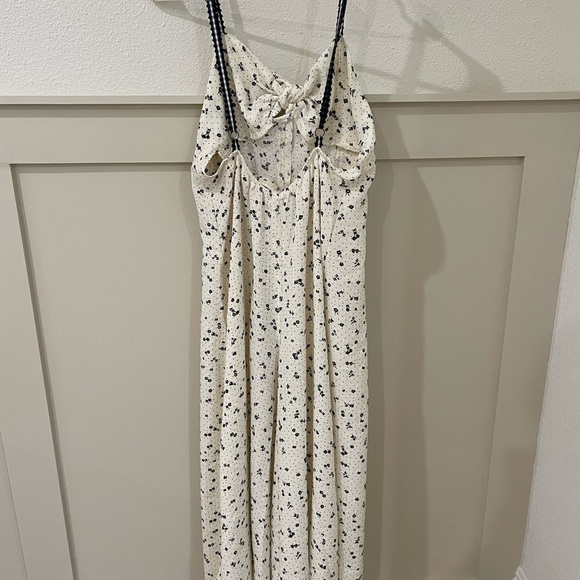 Free People Coming Home Wide Leg Romper Size XS Ivory Front Bow - Picture 13 of 15